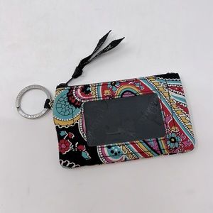 Vera Bradley Paisley ID Holder Keychain Excellent Condition